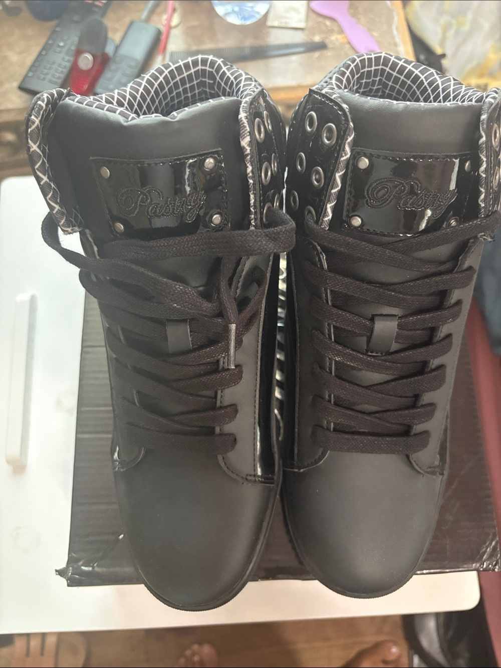 Pastry Women’s Black High-Top Sneakers with Patent Panels - Picture 3 of 7